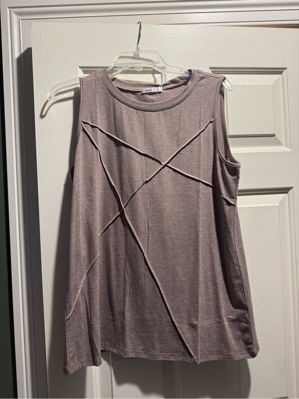 Sleeveless Cross-Seam Tank in Dusty Brown